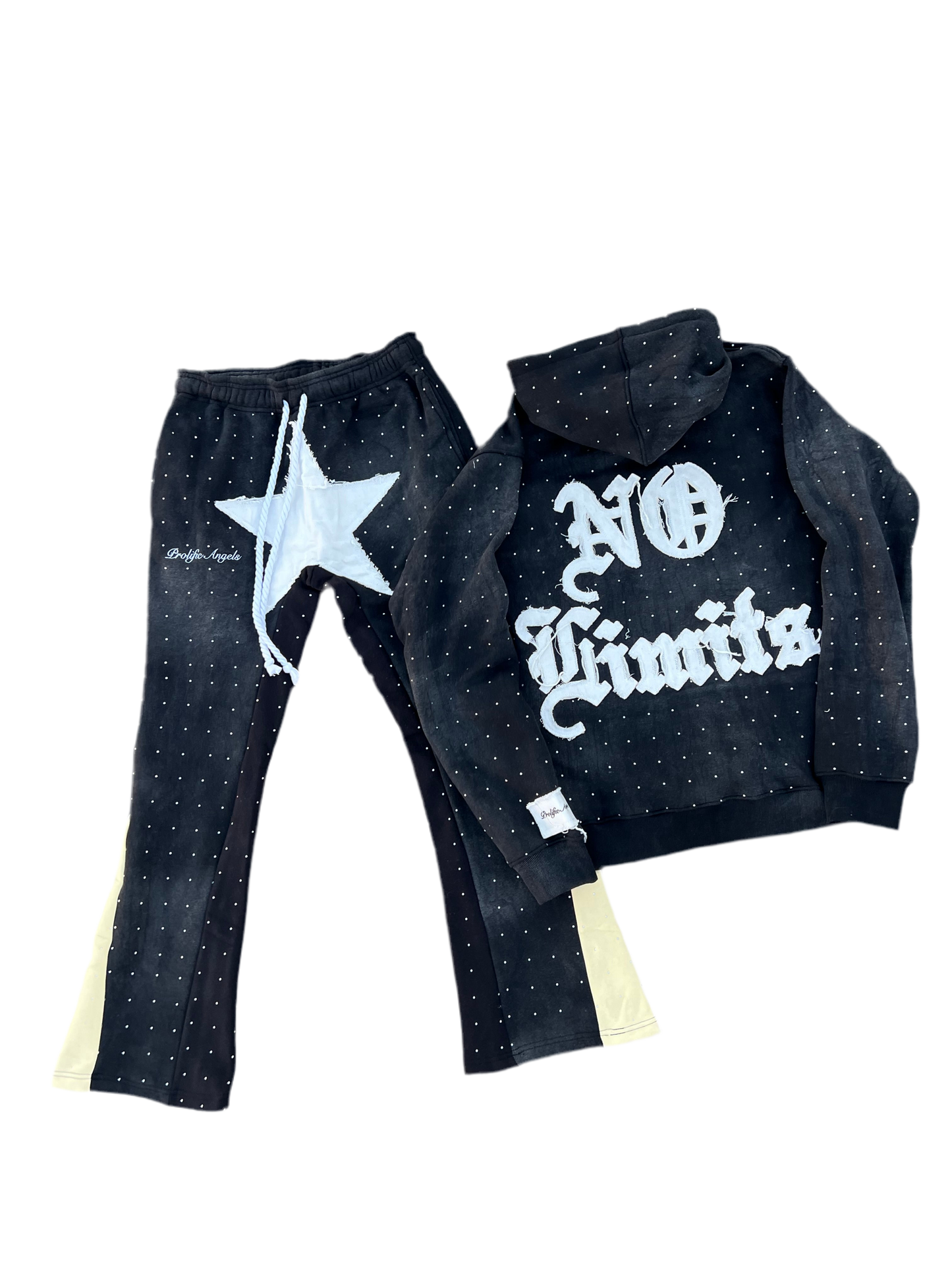 "PROLIFIC ANGELS" RHINESTONE SWEATPANTS
